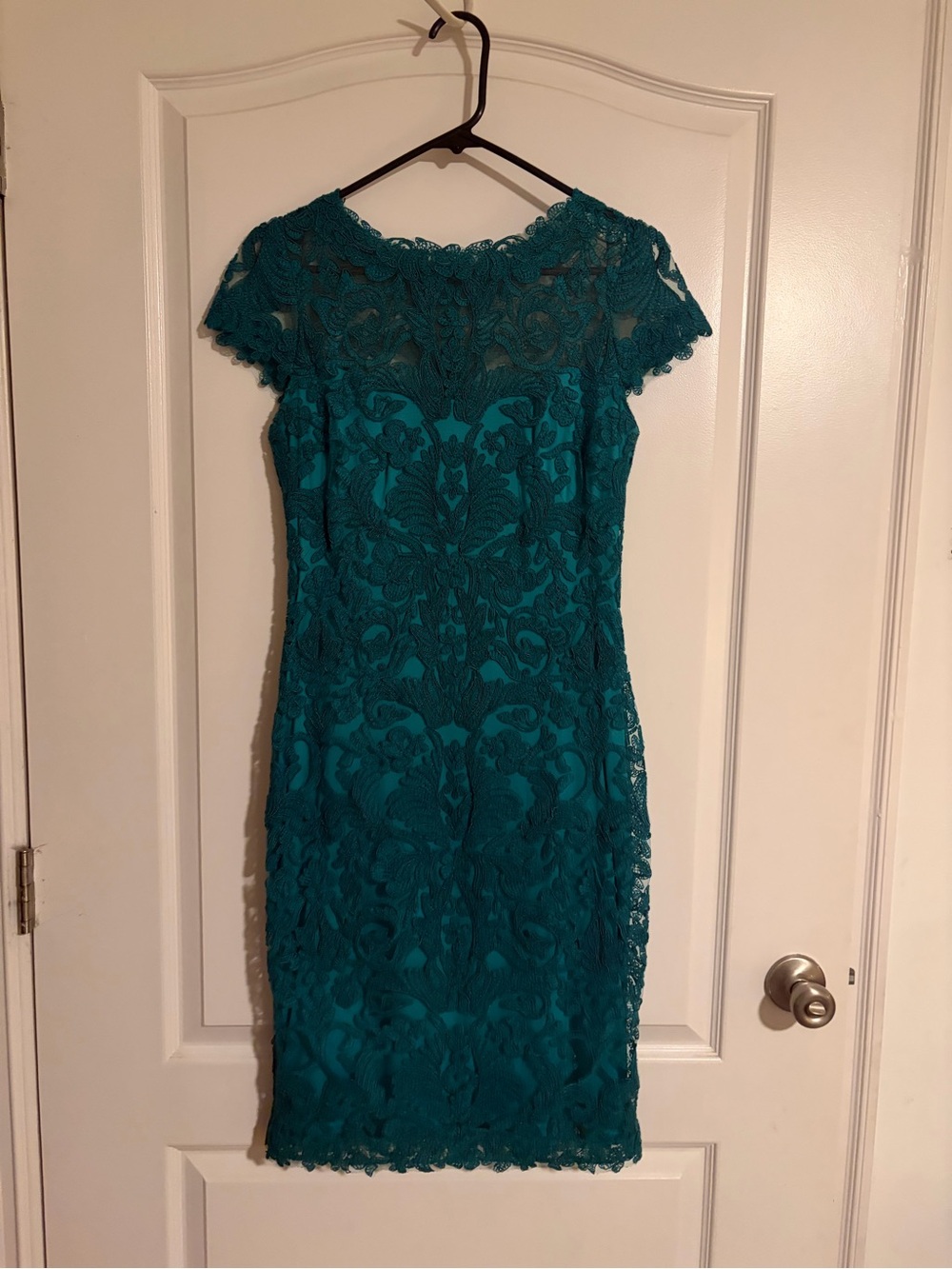 Tadashi Shoji Teal Lace Midi Dress